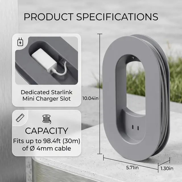 Alt view image 2 of 5 - for Starlink Mini, Space-Saving Wall Mounted Cable Storage Rack, Ethernet Wire Organizer Bracket Kit for RV, Home, and Office - Gray