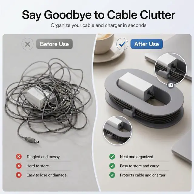 Alt view image 3 of 5 - for Starlink Mini, Space-Saving Wall Mounted Cable Storage Rack, Ethernet Wire Organizer Bracket Kit for RV, Home, and Office - Gray
