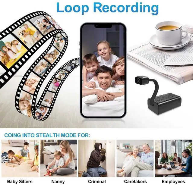 Alt view image 4 of 5 - BEEDMXU 2K HD Mini Wireless Wi-Fi Security Camera with Battery and Magnet, Smart Night Vision, Motion Detection, Supports TF Cards and Cloud Storage, Mobile Monitoring
