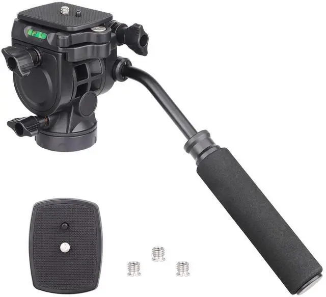 Main image of Video Fluid Head Fluid Drag Pan Tilt Head with 1/4 Quick Release Plate Heavy Duty Video Camera Tripod Head for Canon Nikon Sony DSLR Cameras Camcorder Load up to 6.6 pounds/3 kilograms