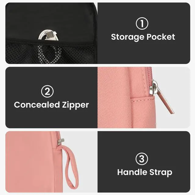 Alt view image 3 of 5 - kwmobile Headphones Bag for Over Ear Headphones Compatible with Apple AirPods Max/AirPods Max 2 Case - Headphone Carry Case - Travel Sleeve - Dusty Pink