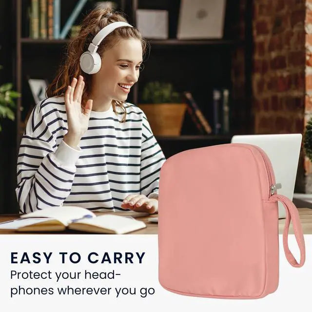 Alt view image 2 of 5 - kwmobile Headphones Bag for Over Ear Headphones Compatible with Apple AirPods Max/AirPods Max 2 Case - Headphone Carry Case - Travel Sleeve - Dusty Pink