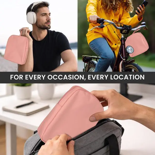 Alt view image 5 of 5 - kwmobile Headphones Bag for Over Ear Headphones Compatible with Apple AirPods Max/AirPods Max 2 Case - Headphone Carry Case - Travel Sleeve - Dusty Pink