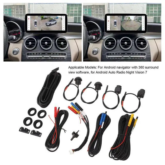 Alt view image 3 of 5 - Fockety 360 Degree Bird View Surround System, 720P / 1080P AHD Backup Camera with Night Vision & 4 Way Cameras, IP68 Surround View Panoramic Dash Camera for Android Auto Radio