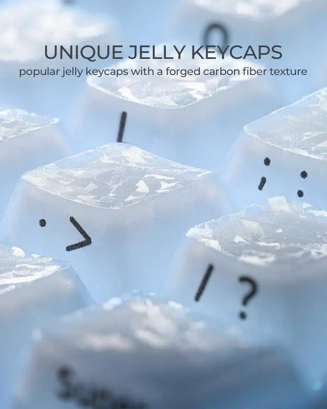 Alt view image 2 of 5 - GMKWTL XVX Frost Jelly Keycaps, Forged Carbon-Look Keyboard Keycaps, Cherry Profile Keycap Sets for Mechanical Keyboard with MX Switches(White)