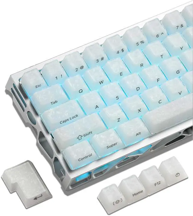 Main image of GMKWTL XVX Frost Jelly Keycaps, Forged Carbon-Look Keyboard Keycaps, Cherry Profile Keycap Sets for Mechanical Keyboard with MX Switches(White)