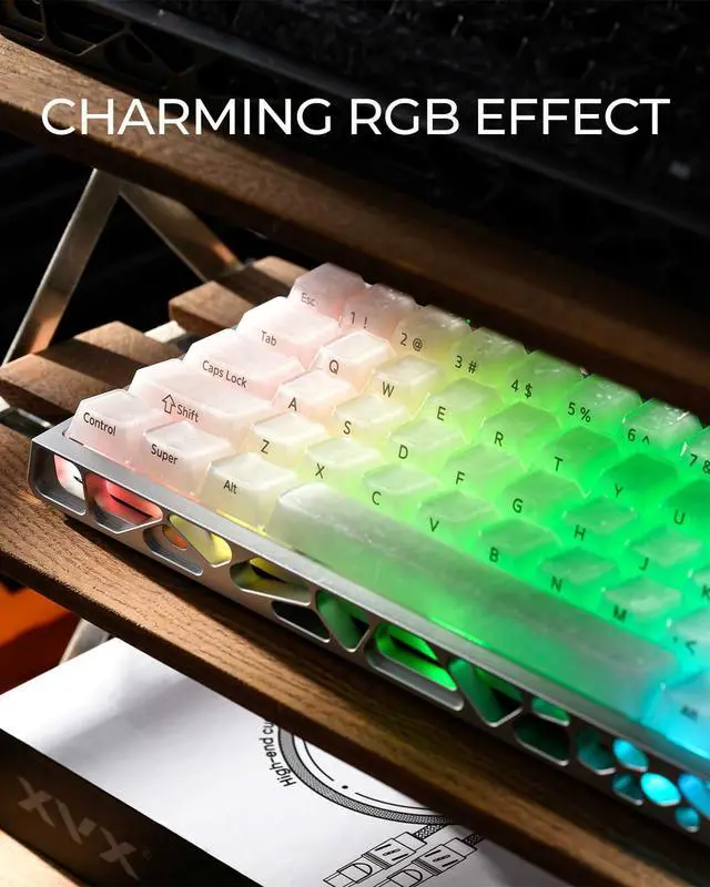 Alt view image 3 of 5 - GMKWTL XVX Frost Jelly Keycaps, Forged Carbon-Look Keyboard Keycaps, Cherry Profile Keycap Sets for Mechanical Keyboard with MX Switches(White)