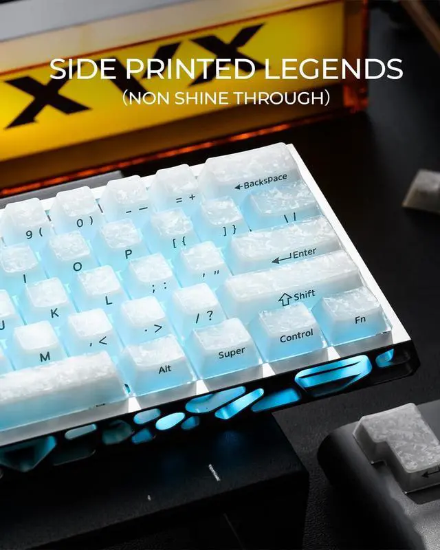 Alt view image 5 of 5 - GMKWTL XVX Frost Jelly Keycaps, Forged Carbon-Look Keyboard Keycaps, Cherry Profile Keycap Sets for Mechanical Keyboard with MX Switches(White)