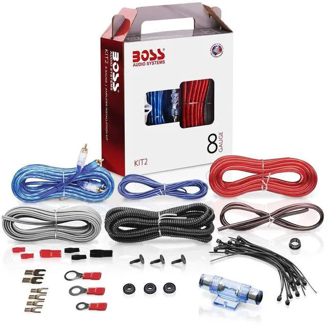 Main image of BOSS Audio Systems KIT2 8 Gauge Complete Car Amplifier Installation Wiring Kit with Power Cables, Ground Cables, Turn-On Wire, Speaker Wire, Terminals