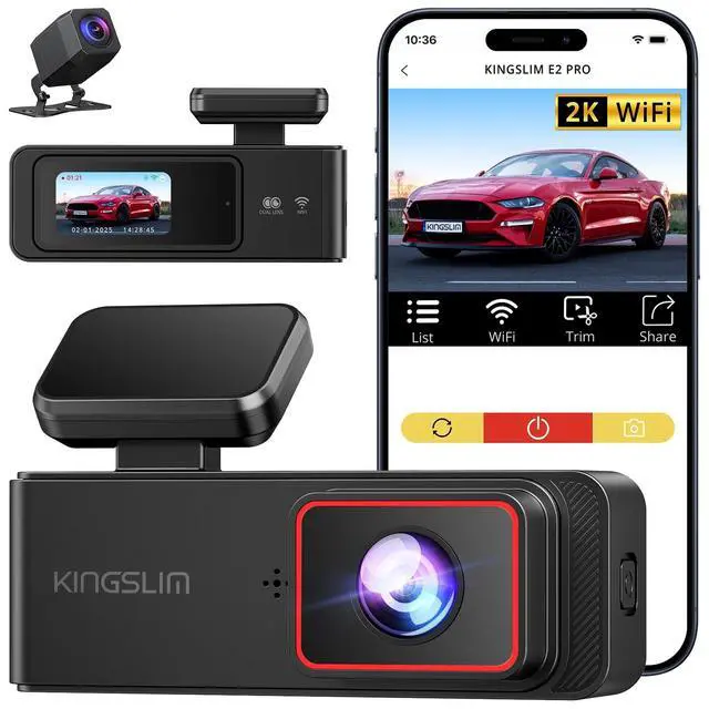 Main image of Wireless Dash Cam Front and Rear 2K, WiFi APP Dash Camera for Cars with 1.5'' Screen, Mini Dashcam Front and Back Support G-Sensor/Time Lapse 2 Kinds Parking Monitor