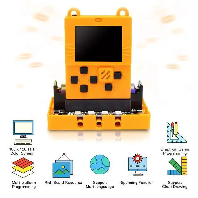 Alt view image 2 of 5 - KittenBot Meowbit Card-Sized Retro Game Computer Codable Console for Microsoft Makecode Arcade & Python Video Game Compatible Micro:bit Expansion Board for Robot Building with Battery