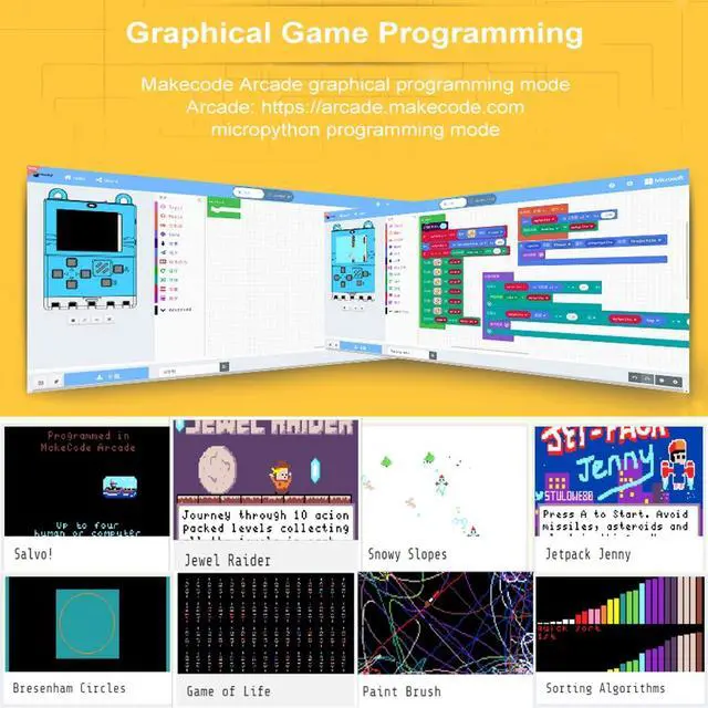 Alt view image 4 of 5 - KittenBot Meowbit Card-Sized Retro Game Computer Codable Console for Microsoft Makecode Arcade & Python Video Game Compatible Micro:bit Expansion Board for Robot Building with Battery