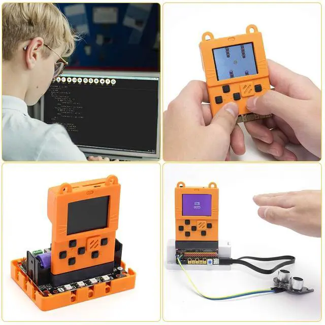Alt view image 5 of 5 - KittenBot Meowbit Card-Sized Retro Game Computer Codable Console for Microsoft Makecode Arcade & Python Video Game Compatible Micro:bit Expansion Board for Robot Building with Battery