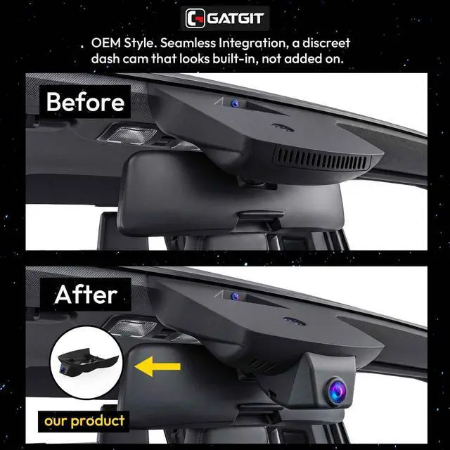 Alt view image 3 of 5 - GATGIT Front 4K Dash Cam fit for GMC Sierra 1500 2022-2026 HD 2024-2026 Pro SLE Elevation SLT AT4X Denali Ultimate Accessories (Model C),Integrated Camera,2160P Video HDR,5.8G WiFi&APP,GPS,OEM Look