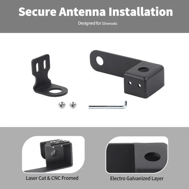 Alt view image 2 of 5 - Linskip Heavy Duty CB Antenna Mast Mount Compatible with 2014-2018 Chevrolet Silverado & GMC-Sierra 1500 & 2015-2019 2500HD 3500HD, Tailgate CB & Whip Bracket, Exterior Accessories(Driver Side)