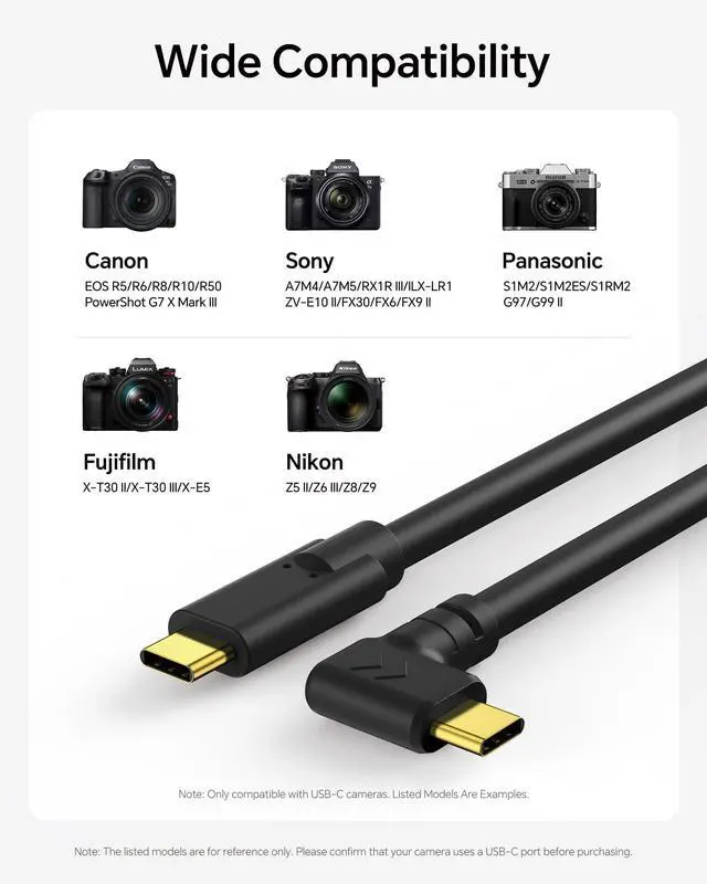 Alt view image 2 of 5 - YAMCOWL 33FT USB C Active Cable for Camera, USB 3.2 Gen 1 5Gbps Data Transfer Cable for Live View, Rignt Angle, Upgraded Copper Core, for Photographers, Videographers, Vloggers, and Content Creators
