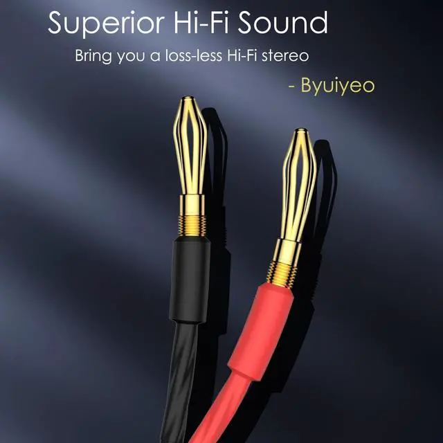 Alt view image 5 of 5 - Moonsaudio Pair HiFi Braided Speaker Cable Gold Banana to Banana Plugs Audio Stereo Loudspeaker Wire Cords AWG -99.99% OFC Conductor (8.2FT/2.5M)