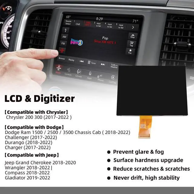 Alt view image 3 of 5 - Dasbecan Uconnect 8.4" Navigation LCD Touch Screen 4C UAQ Nav Radio Compatible with Dodge RAM Jeep Chrysler 2017-2022 LA084X01(SL)(02) (Digitizer Included)