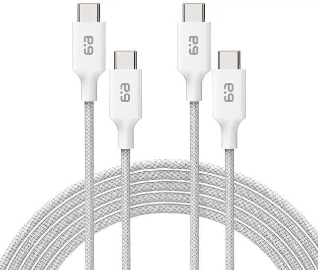 Main image of PureGear Braided USB-C to C Cable (6ft, 2 Pack) Power Delivery Charger Cord for iPhone Air, 17, 17Pro, 17ProMax,16, 15, MacBook, Galaxy S25/S24/S23/S22 Ultra, Pixel10/9/8 & USB-C Devices(White, 2Pack)