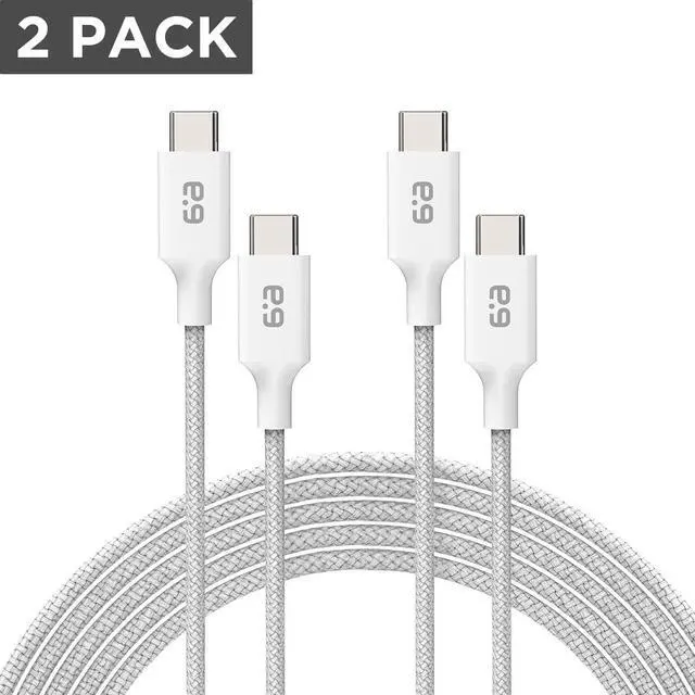 Alt view image 2 of 5 - PureGear Braided USB-C to C Cable (6ft, 2 Pack) Power Delivery Charger Cord for iPhone Air, 17, 17Pro, 17ProMax,16, 15, MacBook, Galaxy S25/S24/S23/S22 Ultra, Pixel10/9/8 & USB-C Devices(White, 2Pack)