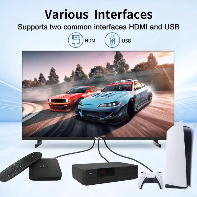 Alt view image 3 of 5 - TuTu 32 Inch HD TV, 2K LED Small Flat Screen Non-Smart Television, Works with Apple TV, Fire Stick, Roku, Google, TiVo, Xumo, and Streaming Devices