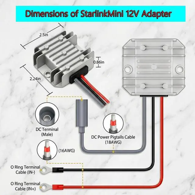 Alt view image 2 of 5 - starlink mini 12V Power Adapter 12V to 30V 3.5A Smart Boost Starlink Mini Power Supply Cable Battery Pack for RVs and Outdoor Use (9-28V Input) Waterproof Design No Voltage Drop