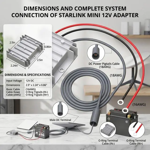 Alt view image 5 of 5 - starlink mini 12V Power Adapter 12V to 30V 3.5A Smart Boost Starlink Mini Power Supply Cable Battery Pack for RVs and Outdoor Use (9-28V Input) Waterproof Design No Voltage Drop