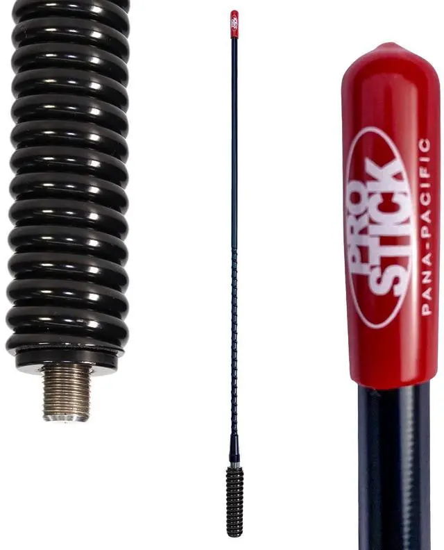 Main image of Prostick 3 Foot Fiberglass 1000 Watt Black CB Radio Antenna with Heavy Duty Black Stainless Steel Spring.