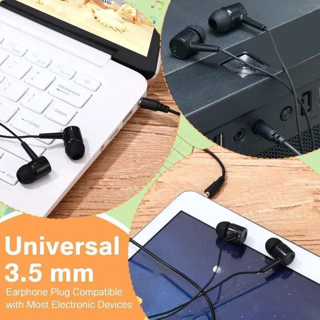 Alt view image 4 of 5 - Xinnun 50 Pack Bulk Earbud Headphones with Mic Student in Ear Earbuds Classroom Wired Ear Buds with 3.5mm Headphone Plug for Adults School Library Museum Travel Plane Tablet(Classic,Black)