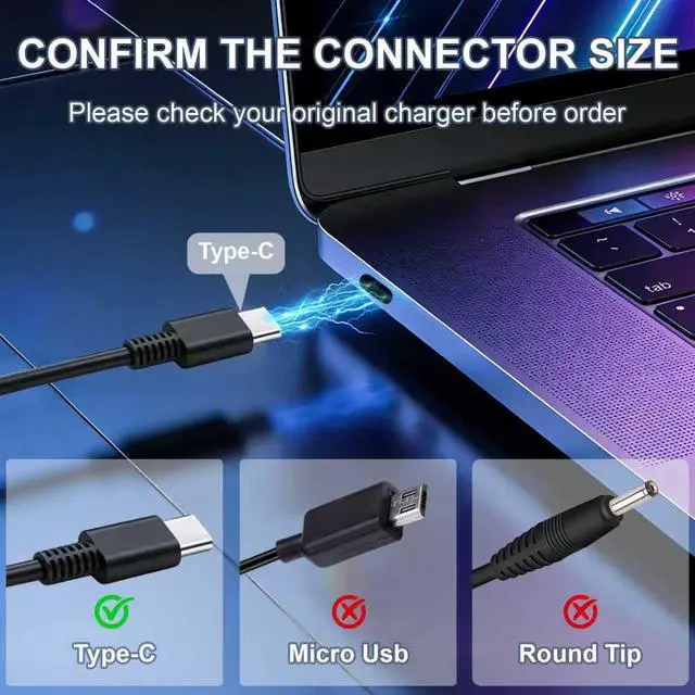 Alt view image 4 of 5 - 100W USB C Laptop Charger Compatible with HP ZBook Firefly G11 14 16, ZBook 8 G1i 16/8 G1a 14, EliteBook8 G1i 16/8 G1a 14/8 G1i Flip 13/6 G1a 14, ProBook 440 450 G10 Type C Adapter Power Cord