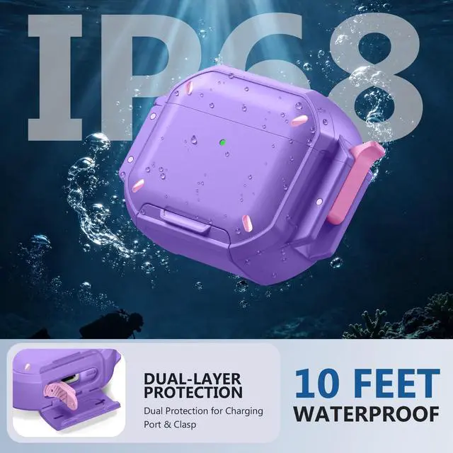 Alt view image 2 of 5 - Dgege for AirPods Pro 3 Case, IP68 Waterproof Military Grade Protective Cover for AirPods Pro 3rd Gen, Anti-Scratch Hard Shell Cover with Secure Lock, Keychain & Phone Stand (2025)