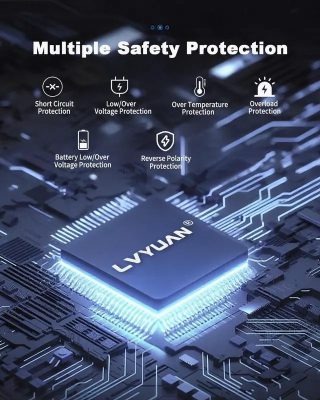 Alt view image 4 of 5 - LVYUAN 5000 Watt Power Inverter 12V to 110V 120V DC to AC Converter with 4 AC Outlets, LCD Display, USB Charge Port, Remote Control for Home RV Vehicle Outdoor Camping Car Power Inverter