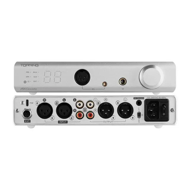 Alt view image 2 of 5 - TOPPING A90 Discrete HiFi Headphone Amp, NFCA 4-Pin XLR/4.4 Balanced/6.35mm SE Output Pre-Amplifier with Blutooth Remote Control (A90 Discrete-Silver)