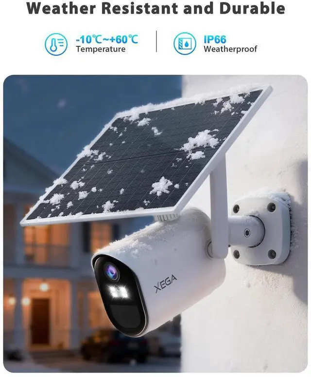 Alt view image 5 of 5 - Xega 4G LTE Cellular Security Camera Wireless Outdoor,Built-in SIM Card No WiFi,2K Color Night Vision Solar Camera with 7800mAh Battery,PIR Human Detection,2-Way Audio,IP66 TF/Cloud Storage