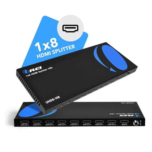 Alt view image 3 of 5 - OREI 4K 1 in 8 Out HDMI Splitter 4:4:4 8-bit - HDMI 2.0, HDCP 2.2, 18 Gbps, 4K @ 60Hz HDMI Duplicator/Distributor UltaHD High Resolution (UHDS-108) (1x8)
