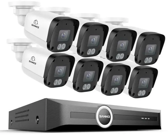 Main image of SANNCE 5MP Bullet Surveillance Camera System, 8CH 6MP NVR with 8PCS 5MP HD Weatherproof PoE Security Cameras with H.265 Video Compression, Smart IR LED, APP Push Alert, Remote Access (NO HDD)