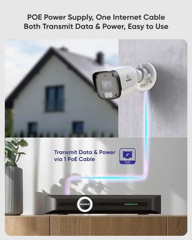 Alt view image 4 of 5 - SANNCE 5MP Bullet Surveillance Camera System, 8CH 6MP NVR with 8PCS 5MP HD Weatherproof PoE Security Cameras with H.265 Video Compression, Smart IR LED, APP Push Alert, Remote Access (NO HDD)