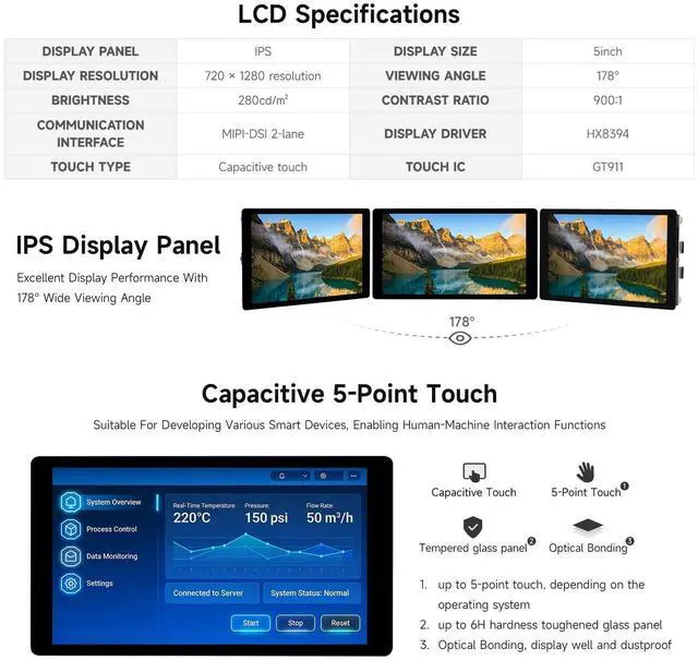 Alt view image 5 of 5 - Waveshare ESP32-P4-WIFI6 5inch Development Board, 720 1280 Resolution, 5-Point Touch, Onboard Audio codec chip, Supports Wi-Fi 6 and BLE 5