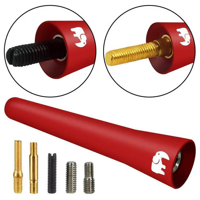 Alt view image 5 of 5 - ONE250 2.5" inch Short Copper Core Antenna, Compatible with Ford F-Series (F-150 F-250 F-350 Super Duty Ford Raptor Ranger Trucks 1997-2024) - Designed for Optimized FM/AM Reception (Red)
