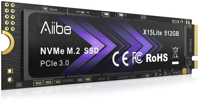 Main image of Aiibe 512GB NVMe M.2 SSD Internal Solid State Drive NVMe PCIe 3.0 512GB SSD Read Speeds Up to 1800MB/s for Laptop, PC, Gaming, Video Editing