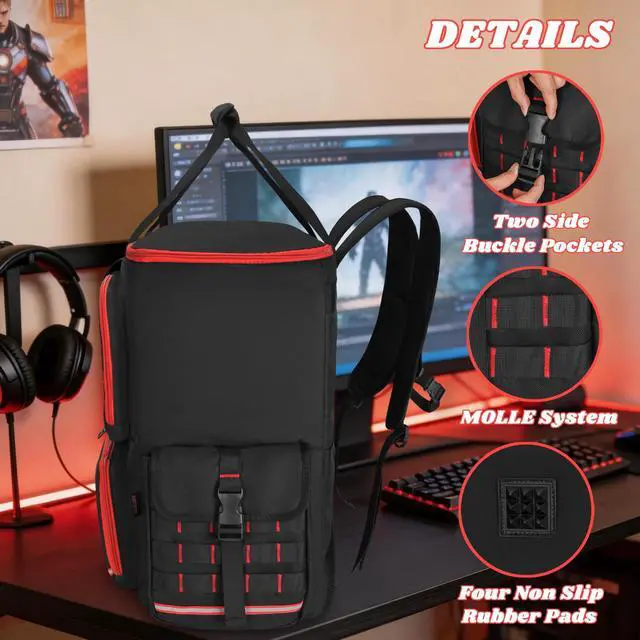 Alt view image 5 of 5 - FURIMETY Computer Desktop Tower Backpack with Bottom Pad, PC Travel Bag Compatible with ATX/M-ATX Mainframe Chassis, Desktop Carrying Case for Keyboard, Cable, Mouse and Accessories, Black
