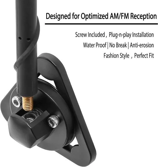 Alt view image 4 of 5 - VOFONO 16 Inch Antenna for 2007-2025 Jeep Wrangler Sahara Rubicon Unlimited 4xe Sport JL JK JKU JT JLU Willys Mojave Gladiator, Jeep Accessories Antenna Replacement Designed for Car Radio Reception