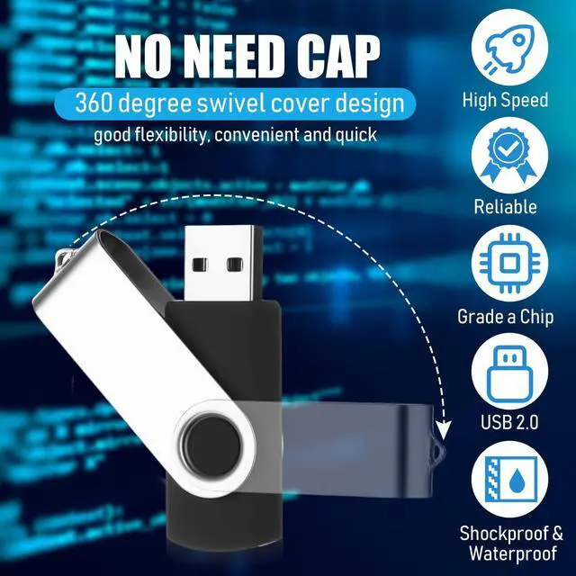 Alt view image 3 of 5 - Kanayu 16GB 100 Pack USB Flash Drives Bulk 2.0 USB Thumb Drives Memory Jump Drive with LED Light Portable Keychain Flash Drive for Data Storage Pc Computer Laptop Office School(Black)