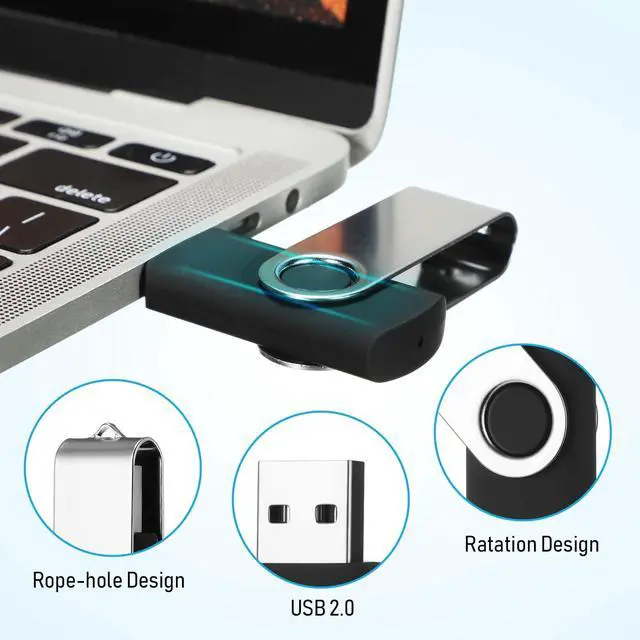 Alt view image 4 of 5 - Kanayu 16GB 100 Pack USB Flash Drives Bulk 2.0 USB Thumb Drives Memory Jump Drive with LED Light Portable Keychain Flash Drive for Data Storage Pc Computer Laptop Office School(Black)