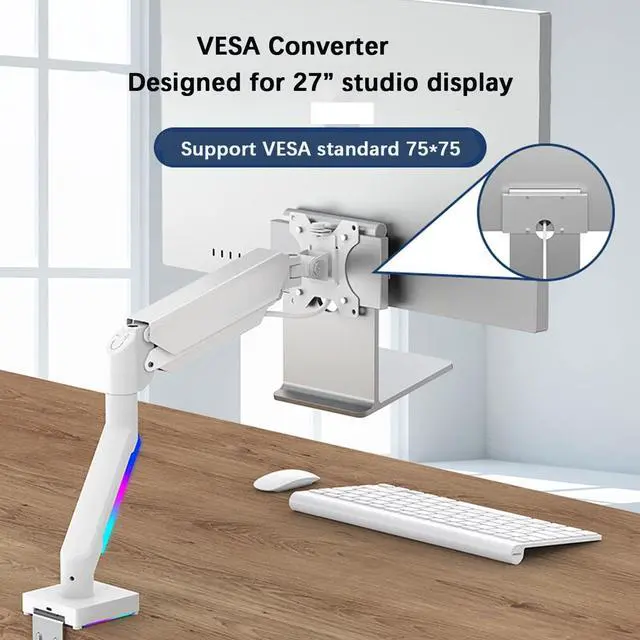 Alt view image 5 of 5 - Vesa 75mm Monitor Arm Mounting Kit Vesa Converter for 27 Inch Studio Display Monitor Aviation Aluminum Alloy is Strong and Durable