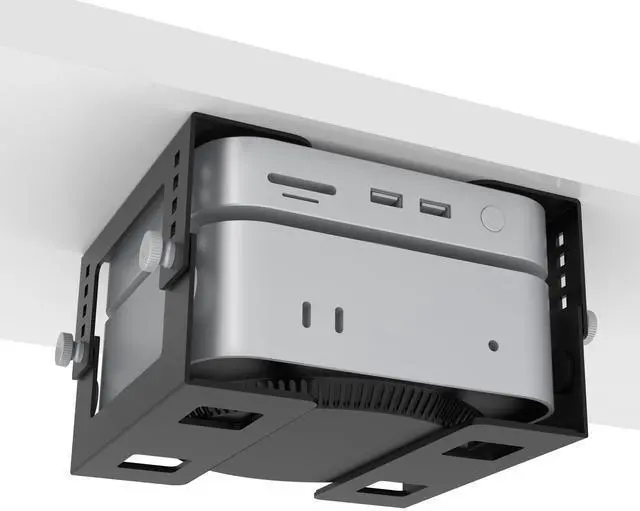 Main image of Under Desk Mini PC Mount Bracket 5-Level Height Adjustable (1.8" to 3.3"), Width-Adjustable Metal CPU Holder for Mac mini M4/Small PCs ,Includes Screws & Positioning Template for Easy Installation