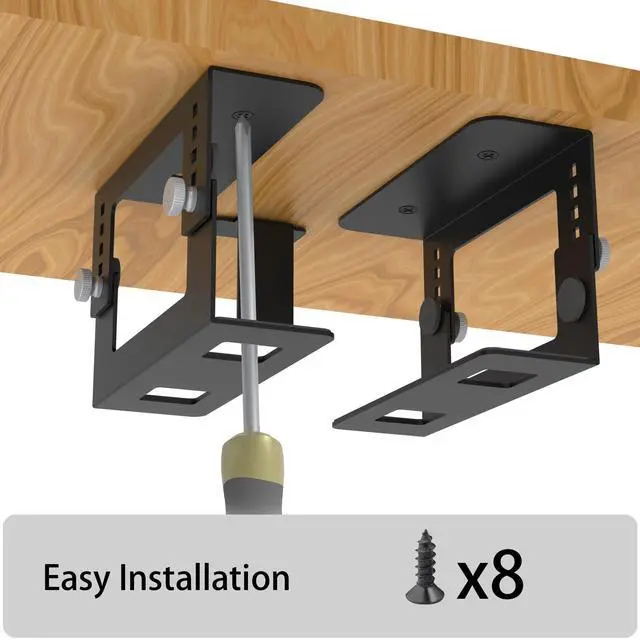 Alt view image 4 of 5 - Under Desk Mini PC Mount Bracket 5-Level Height Adjustable (1.8" to 3.3"), Width-Adjustable Metal CPU Holder for Mac mini M4/Small PCs ,Includes Screws & Positioning Template for Easy Installation