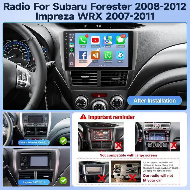 Alt view image 2 of 5 - Leadfan Android 13 Car Radio for Subaru Forester 2008-2012 Impreza WRX 2007-2011 Stereo with Wireless CarPlay Android Auto, 9 Inch ToucScreen Built-in GPS Navi BT WiFi SWCBackup Camera, MIC (4+