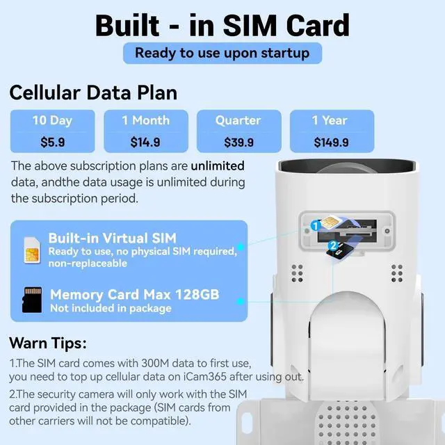 Alt view image 3 of 5 - runofast 4G LTE Cellular Security Cameras Solar Powered No WiFi Needed Security Camera Outdoor Wireless Built-in eSIM Card 1080P HD Color Night Vision PTZ Live View Motion Detection 2-Way Audio