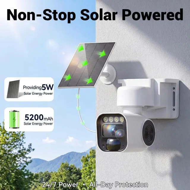 Alt view image 4 of 5 - runofast 4G LTE Cellular Security Cameras Solar Powered No WiFi Needed Security Camera Outdoor Wireless Built-in eSIM Card 1080P HD Color Night Vision PTZ Live View Motion Detection 2-Way Audio